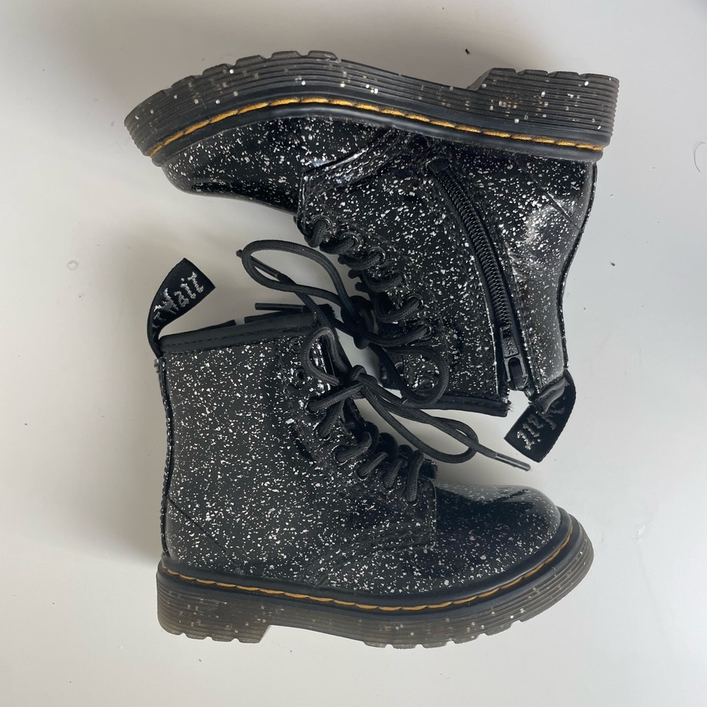 Kids Black Glitter Boots